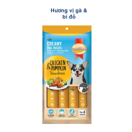 SmartHeart Creamy Dog Treats - Bánh Thưởng Dạng Kem ( 15g x 4 Thanh)