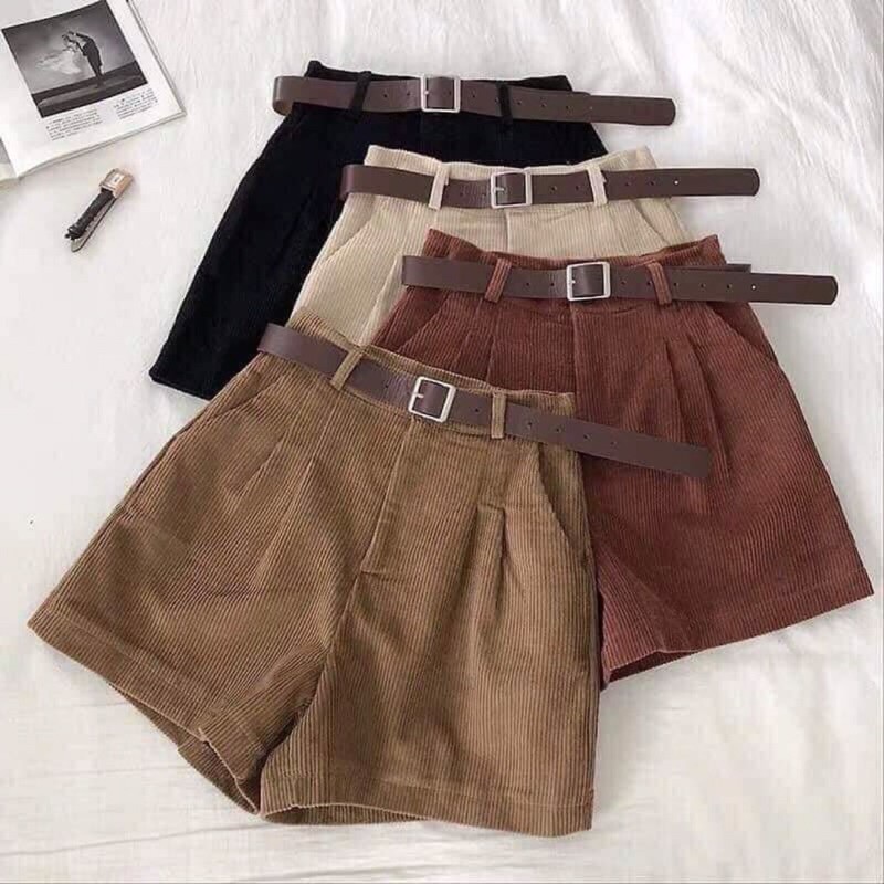 quần đùi nhung tặng kèm dây lưng