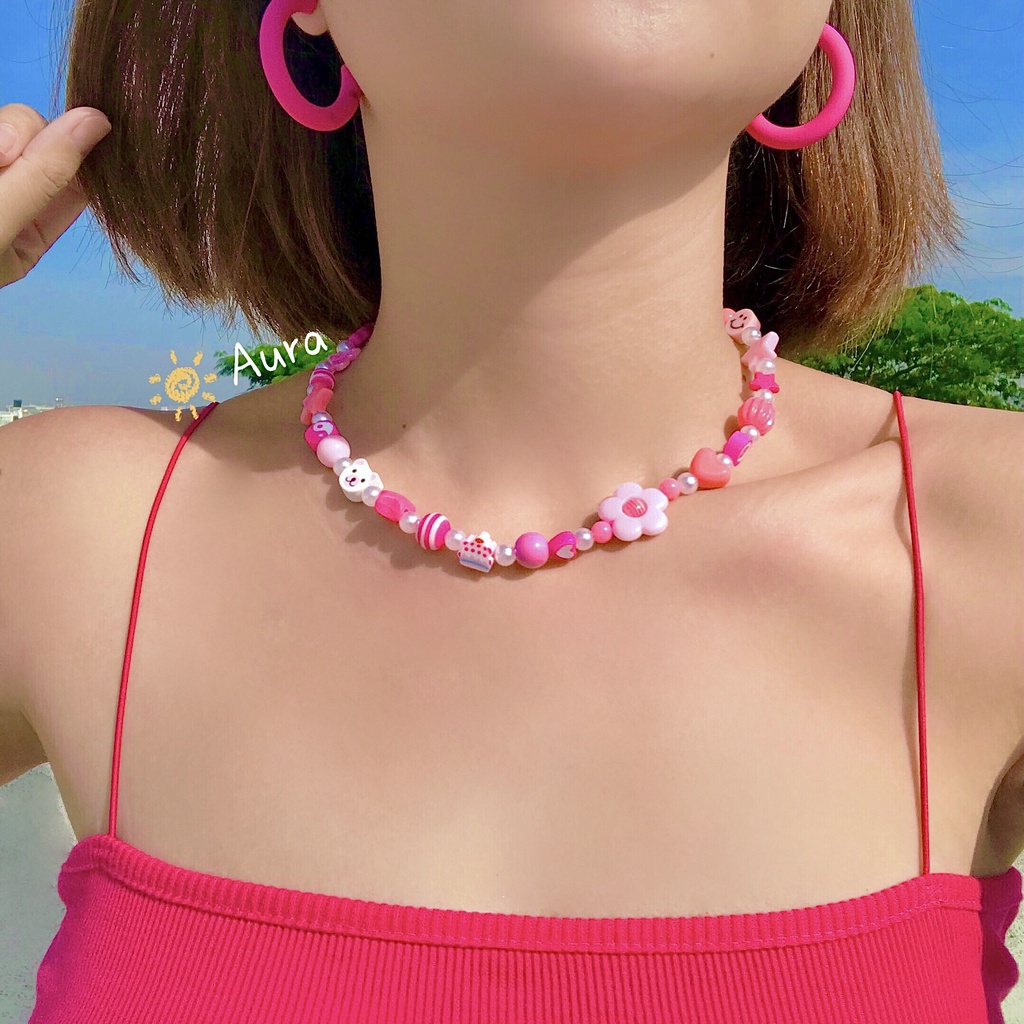 Vòng cổ Pinky Bloom mix Handmade Aura