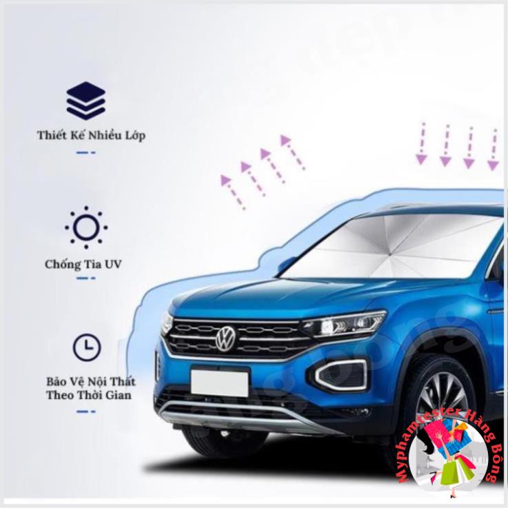 (HÀNG ĐẸP) Dù Che Nắng Ô Tô Cao Cấp, Dù Che Kính Lái Xe Hơi (Tặng BAO DA) - Chống Nắng, Bảo Vệ Nội Thất