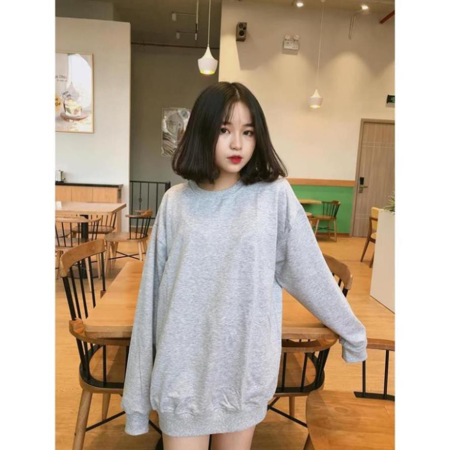Áo SWEATER Trơn XÁM UNISEX