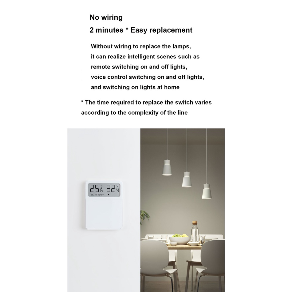 Công Tắc Điều Khiển Nhiệt Độ Độ Ẩm Đa Năng Xiaomi Mijia Có Công Tắc Đèn Led Kết Nối Bluetooth
