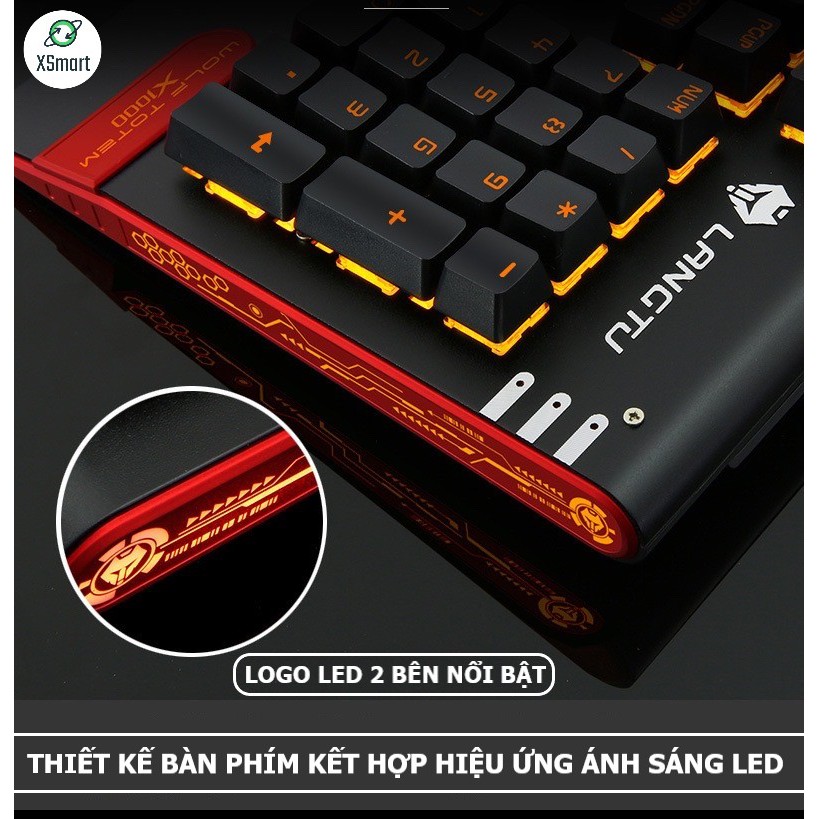 Bàn Phím Cơ Gaming CAO CẤP K1000 FULL LED RGB Có Kê Tay, Blue Switch Gõ Cực Đã Cho Laptop Máy Tính PC, Cổng USB