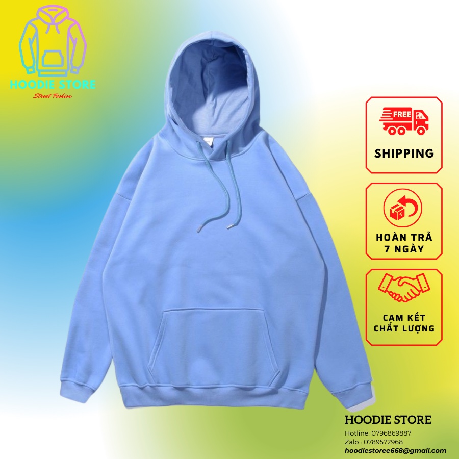 Áo Hoodie Basic Trơn Màu Xanh Biển Phong Cách Hàn Quốc Unisex Nam Nữ Thích Hợp Mặc Đi Chơi, Đi Học, Dạo Phố