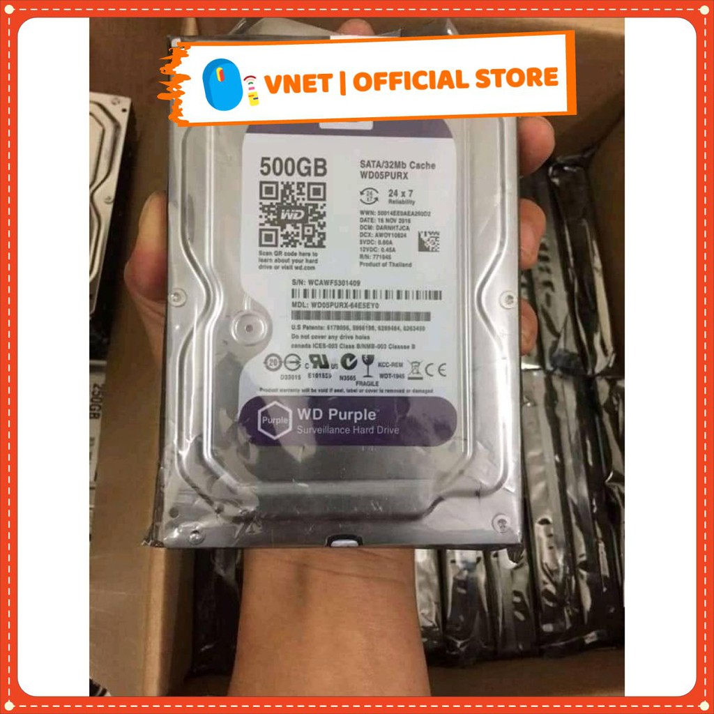 Ổ cứng HDD WD Purple 500GB - Bảo Hành 24 Tháng [hana]
