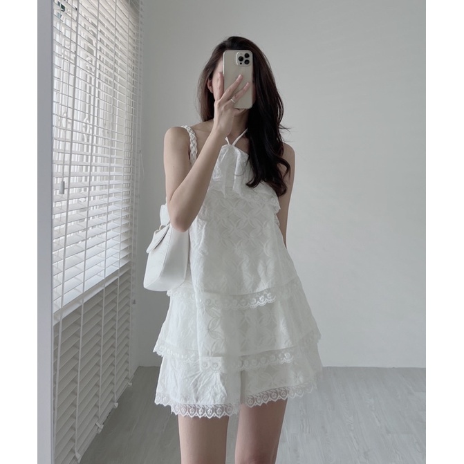 S0066 Set boi trắng viền ren cổ yếm Audrey | BigBuy360 - bigbuy360.vn