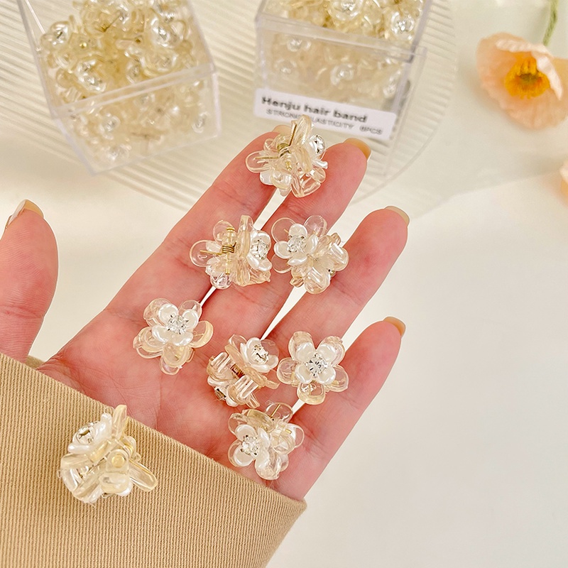 1 Kẹp Tóc Dạng Kẹp Hình Hoa/Vỏ Sò Nhỏ 3D Trong Suốt Phong Cách Hàn Quốc Cho Nữ