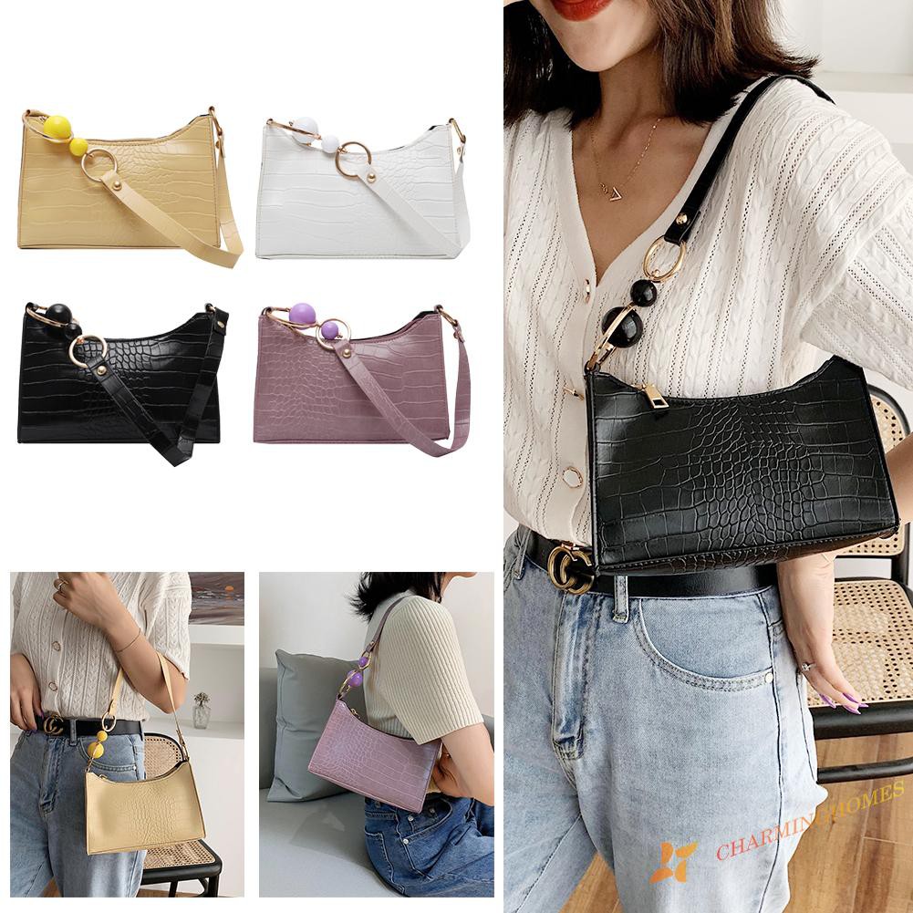 Túi Đeo Vai Màu Trơn Đính Hạt Thời Trang Cho Nữ