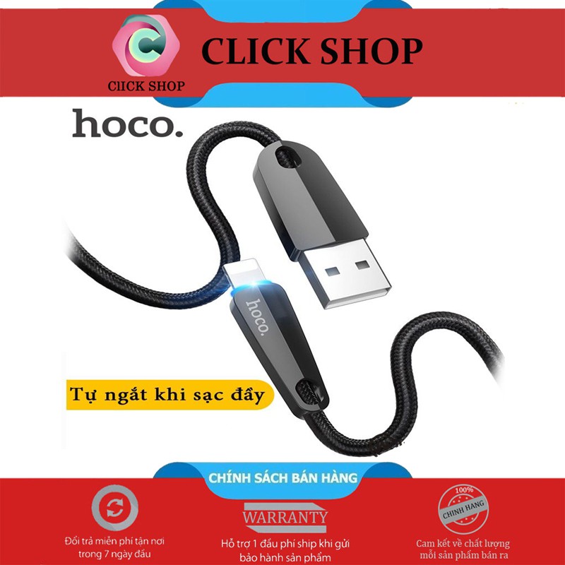 Hoco. u35 cáp sạc iphone hoco u35 tự ngắt dài 1,2m - Dây sạc lightning u35 đèn báo chất liệu dây dù bền và dẻo