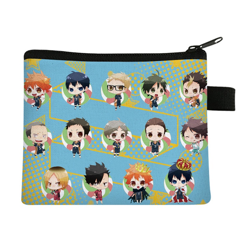 Anime Haikyuu!! Ví Đựng Tiền Xu Thẻ Id Khóa Kéo Họa Tiết Hoạt Hình Cho Nam Nữ