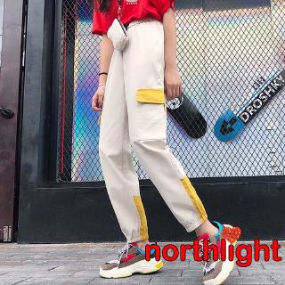 ✨WBB-Women Cargo Pants Vintage Baggy Trousers Cool Streetwear 2019 Autumn Korean Fashion Style Pant Elastic High Waist