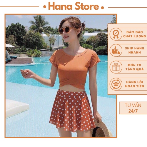 Đồ đi biển nữ HANA bikini đi biển chấm bi vải thun co giãn tôn dáng - sp 25