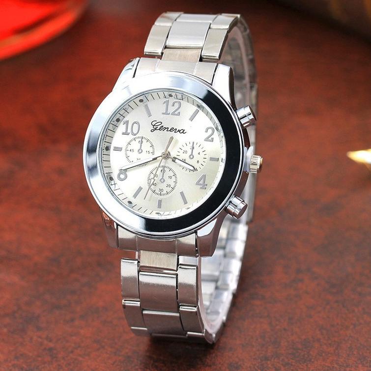 Đồng Hồ Analog Máy Quartz Geneva 260 Dây Thép Không Gỉ Thời Trang Cho Nữ 1383)