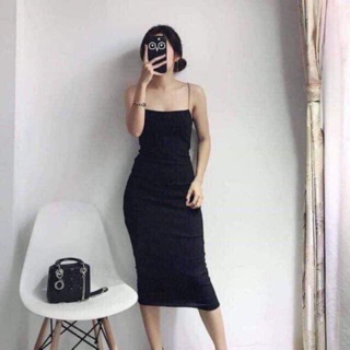 Váy body hai dây sợi bún