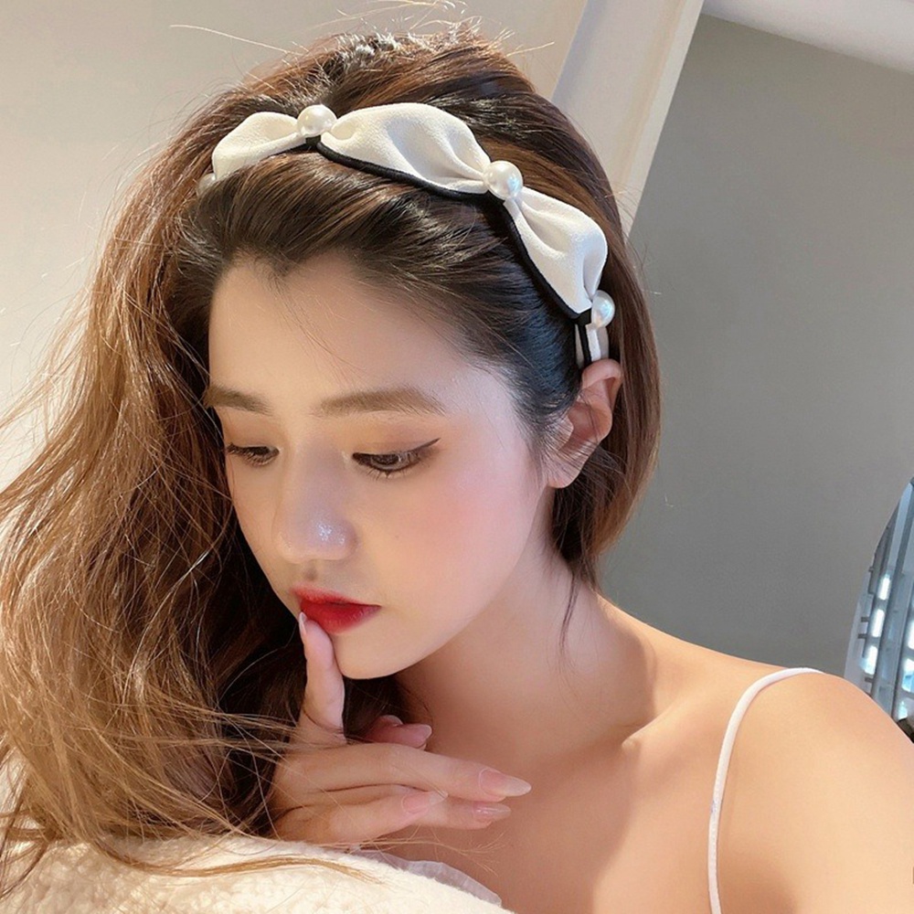 Băng Đô Cài Tóc Bản Rộng Đính Ngọc Trai Đơn Giản Phong Cách Retro Pháp Thời Trang Cho Nữ
