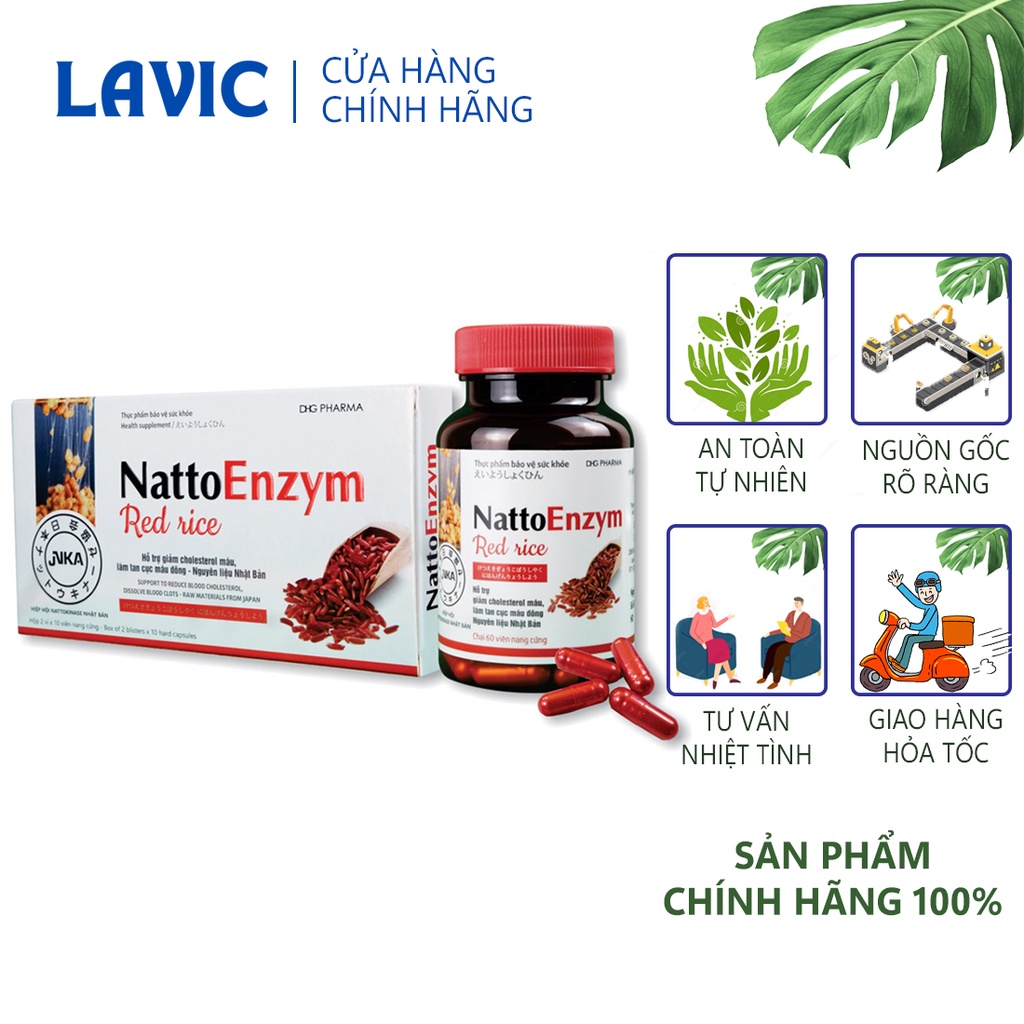 NattoEnzym Red Rice (gạo đỏ) ⚡Chính Hãng⚡ Chai 60 viên - Hỗ trợ giảm Cholesterol, phòng ngừa đột quỵ Minh Khang Pharmacy