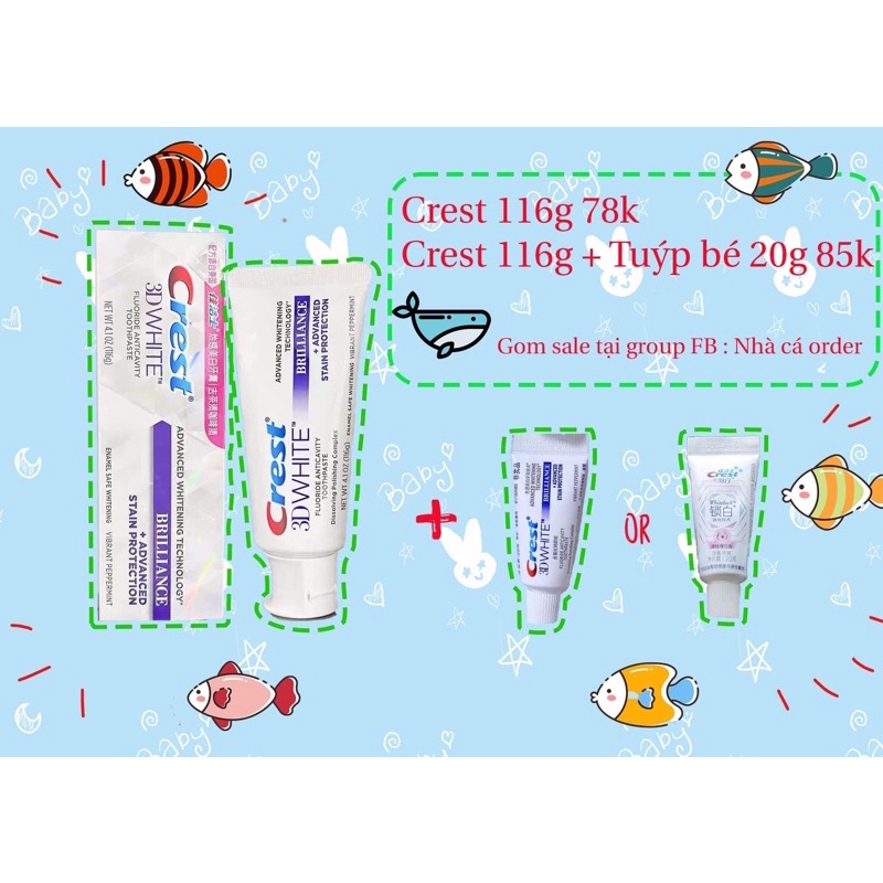 [ CÓ SẴN ] Kem Đánh Răng Crest 3D White 116g