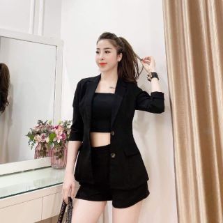Set vest 3 món, set vest quần srot, set vest sang trọng, vest quần, vest áo croptop, vest nữ