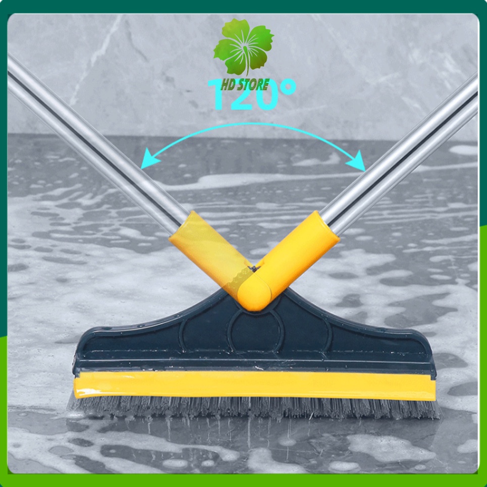 Chà sàn chổi cước 2 đầu kèm gạt nước siêu cứng siêu sạch - cán dài 112cm - đầu chổi 23cm