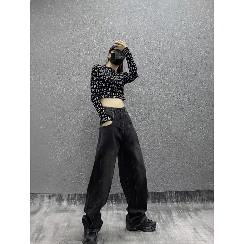 Quần ống suông nữ quần bò ống rộng đen nữ cạp cao đủ size 2021 PDShop | BigBuy360 - bigbuy360.vn