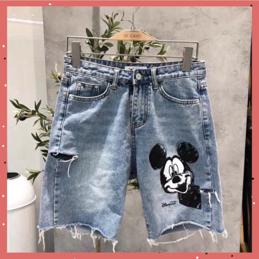QUẦN BÒ NGỐ MICKEY RÁCH CỰC XINH (Ảnh thật + Video)