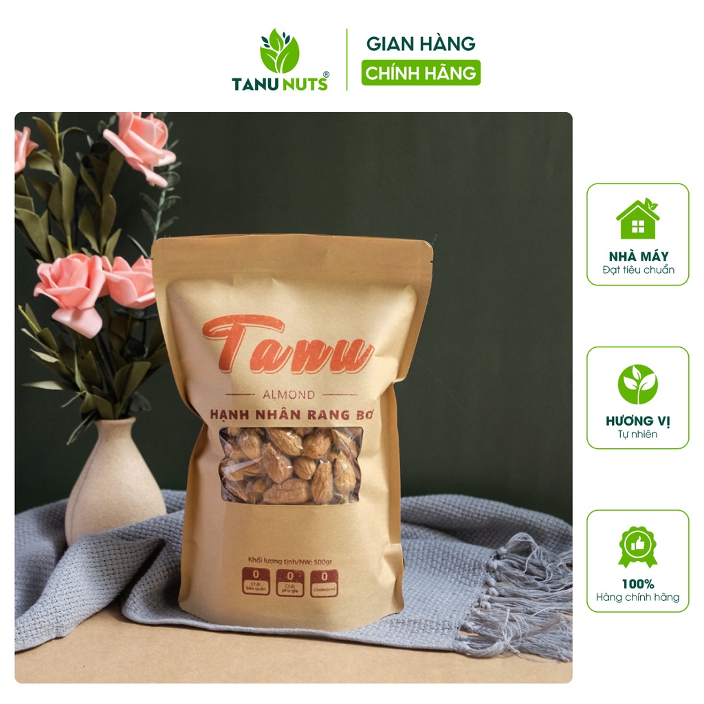 [Mã BMBAU50 giảm 7% đơn 99K] Hạnh nhân Mỹ rang bơ TANU NUTS thơm ngon giàu dinh dưỡng 500g