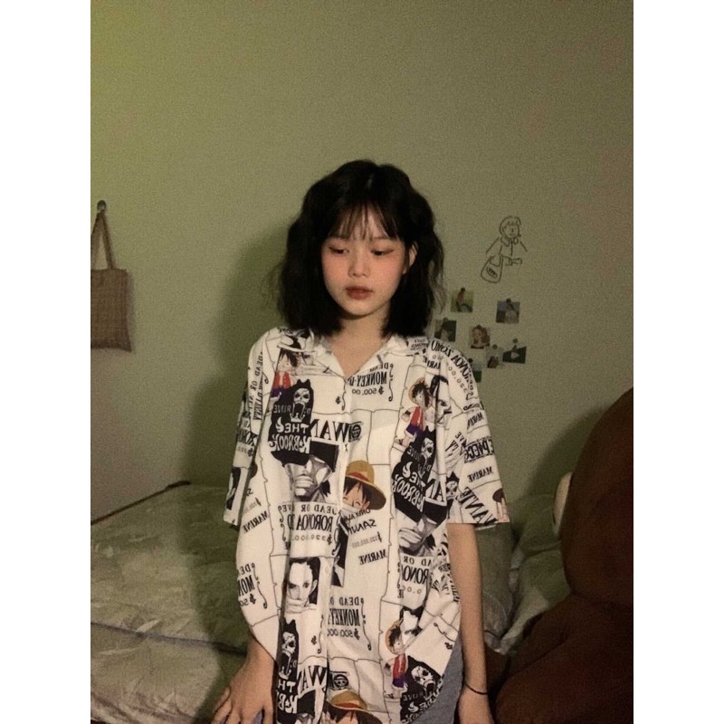 🍑 ÁO SƠ MI HẢI TẶC ONE PIECE 🌿 ÁO SƠ MI TAY LỠ