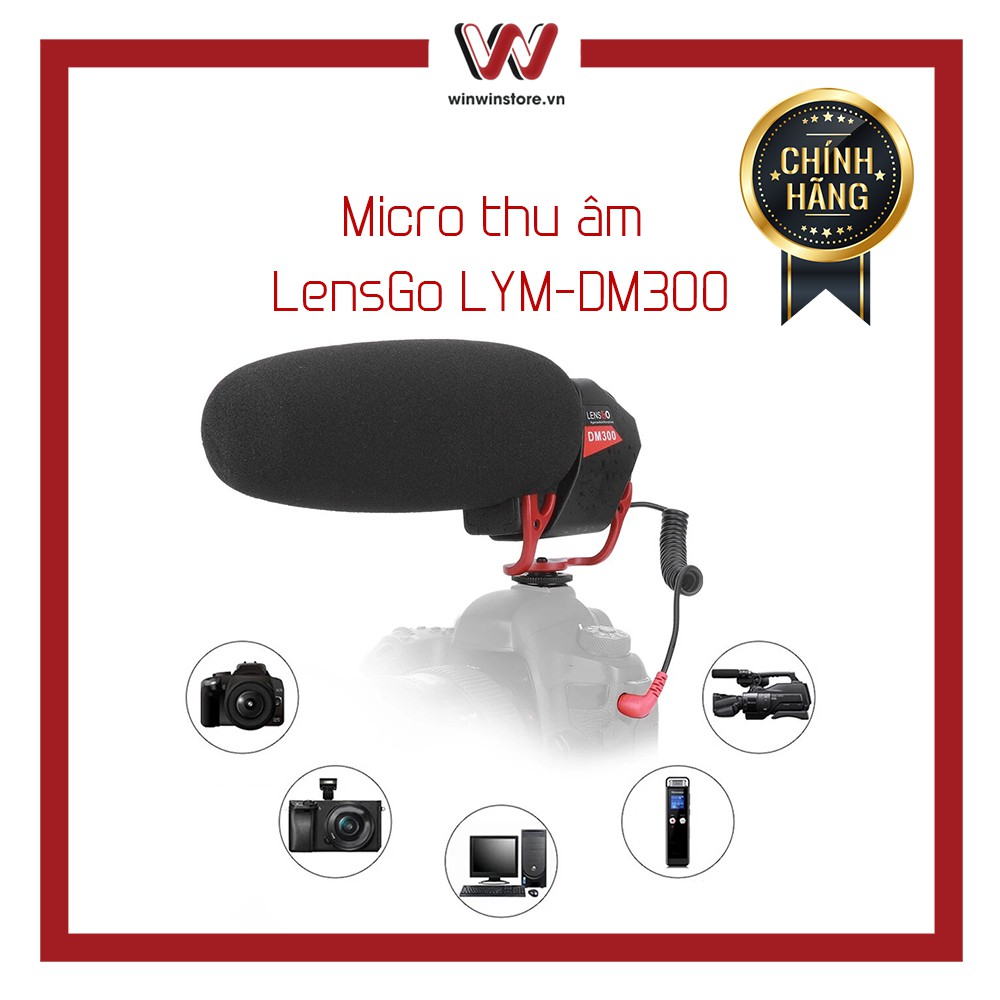 Micro thu âm LensGo LYMDM300 cho điện thoại, máy ảnh, máy quay