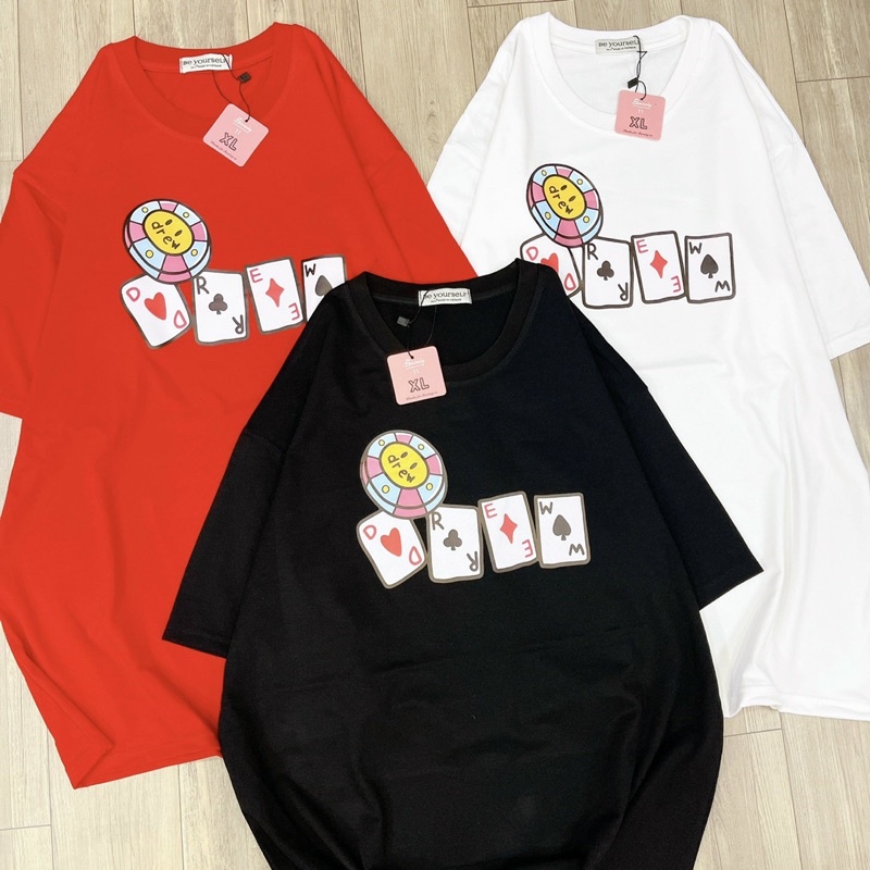 Áo Thun PHÔNG NAM NỮ Tay Ngắn UNISEX TẾT BÀI DREW - Hình chụp thật