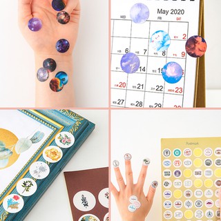 1 tờ sticker hình tròn trang trí Morandi