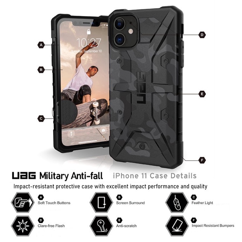 Ốp lưng UAG cho iphone 7plus 8plus x xs 11 12 13 pro max xsmax chống sốc cao cấp