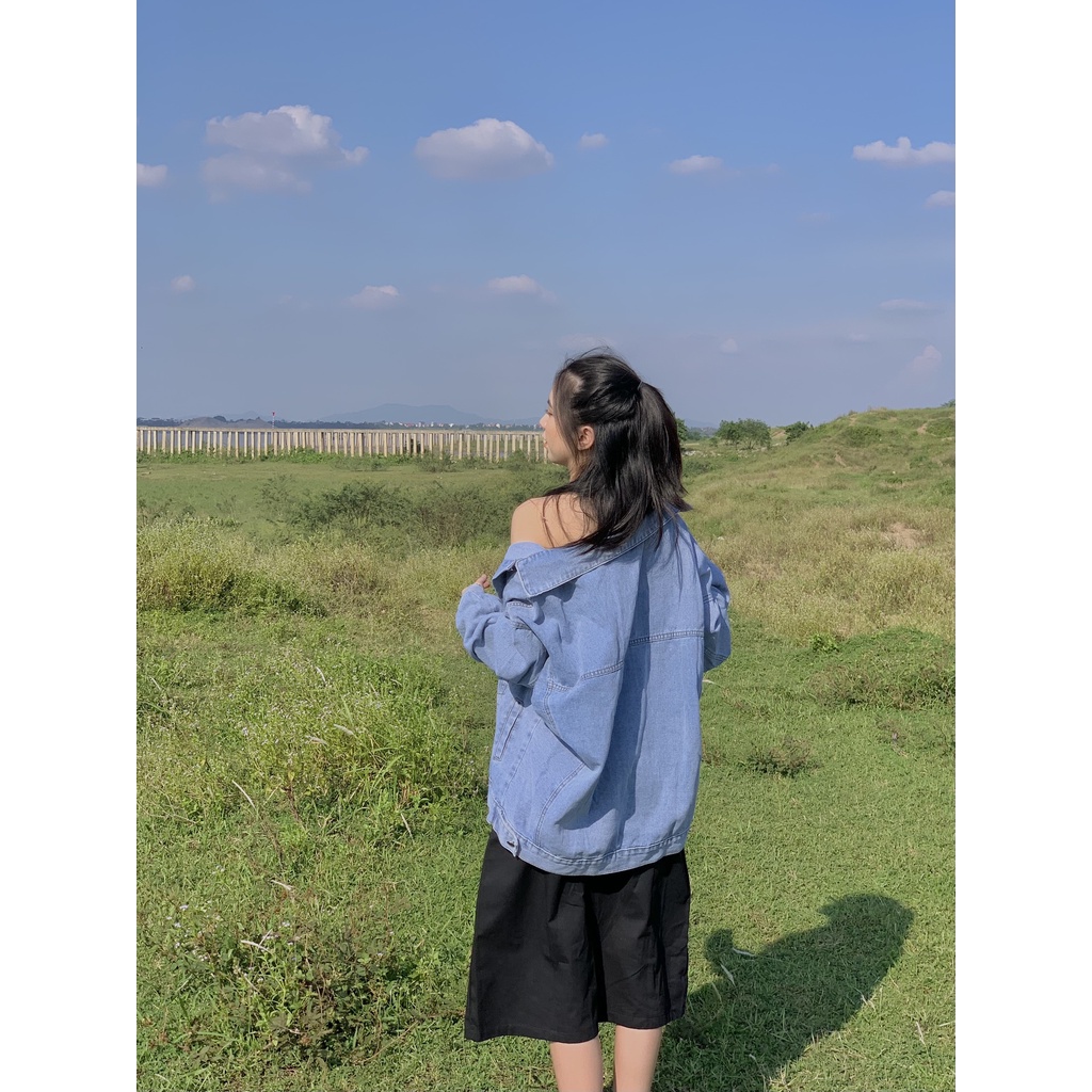áo khoác jeans oversize một túi JB118 LOLLIE STUDIO