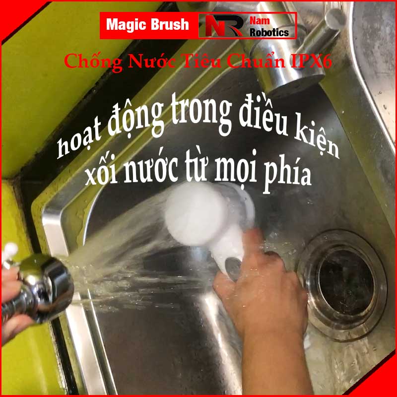Máy Cọ Rửa Điện Magic Brush Đa Năng Pin Sạc USB, Chống Nước, Bàn Chải Vệ Sinh Bếp, Bồn Rửa, Lavabo Nhỏ Gọn Tiện Lợi