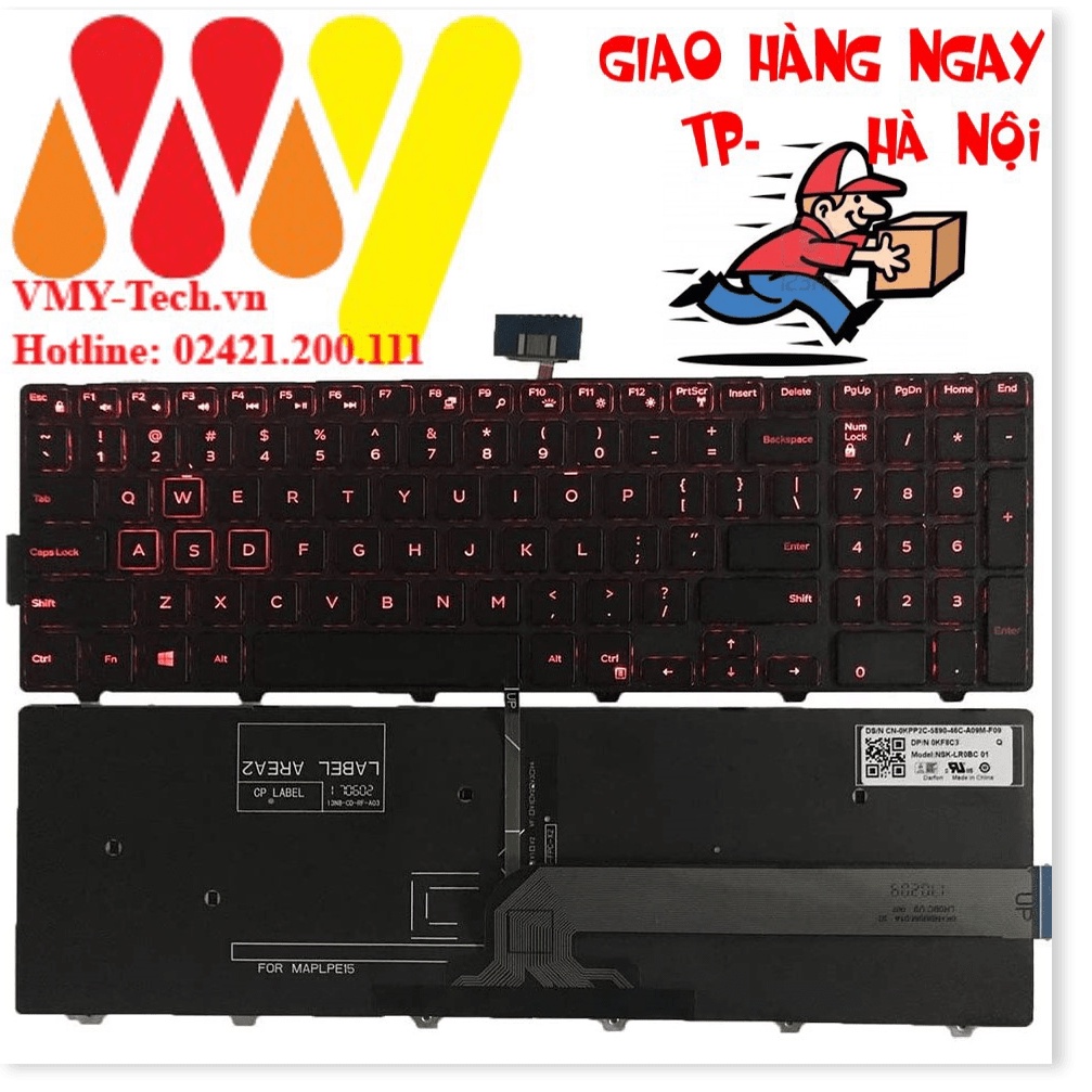 📍 Bàn phím Laptop DELL Inspiron 15-5577 15-5576 7559 7557 P57F keyboard LED Đỏ