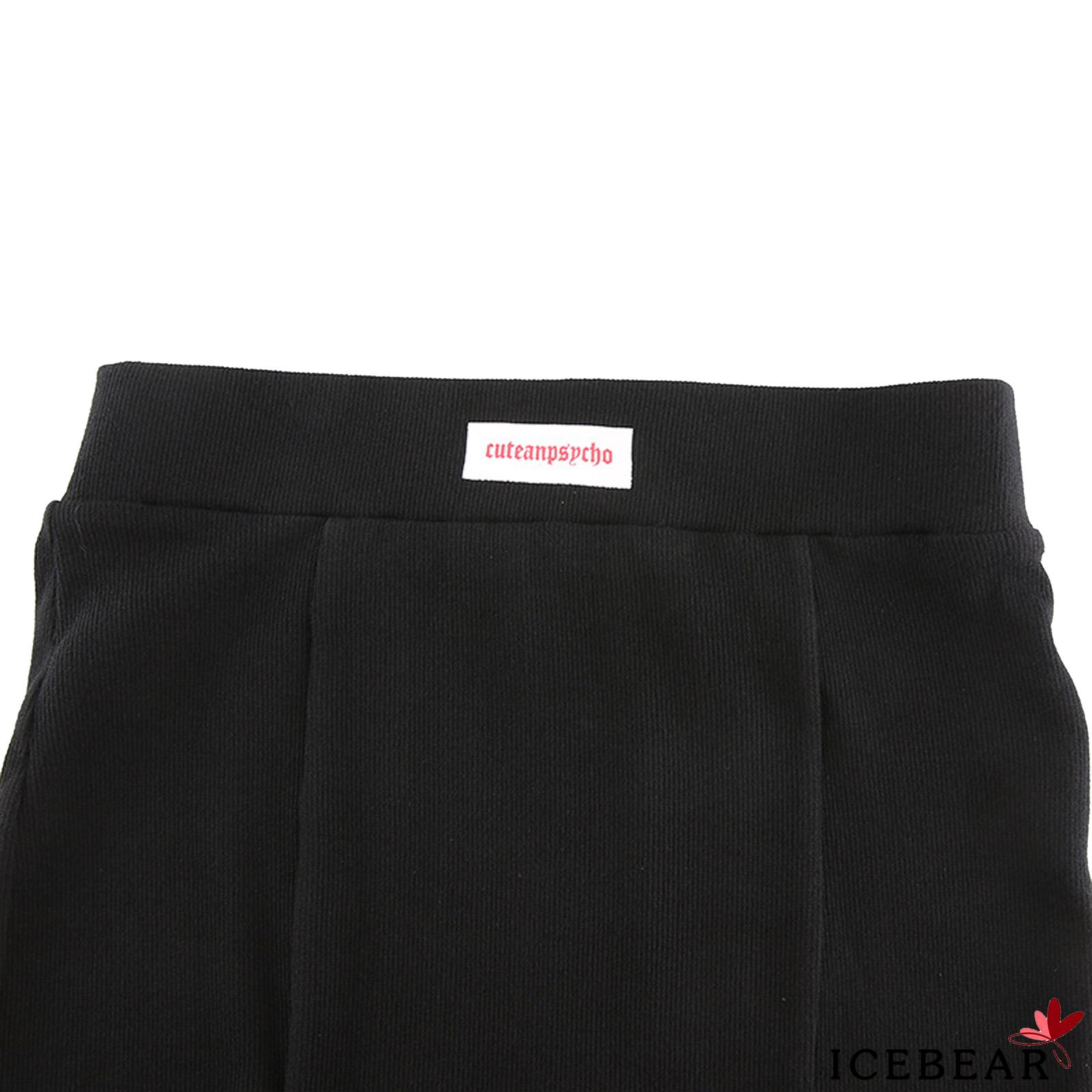 ICE-Women Summer Miniskirt, Letters Print Ribbed High-Waist Slim Short Skirt with Slits for Girls | BigBuy360 - bigbuy360.vn