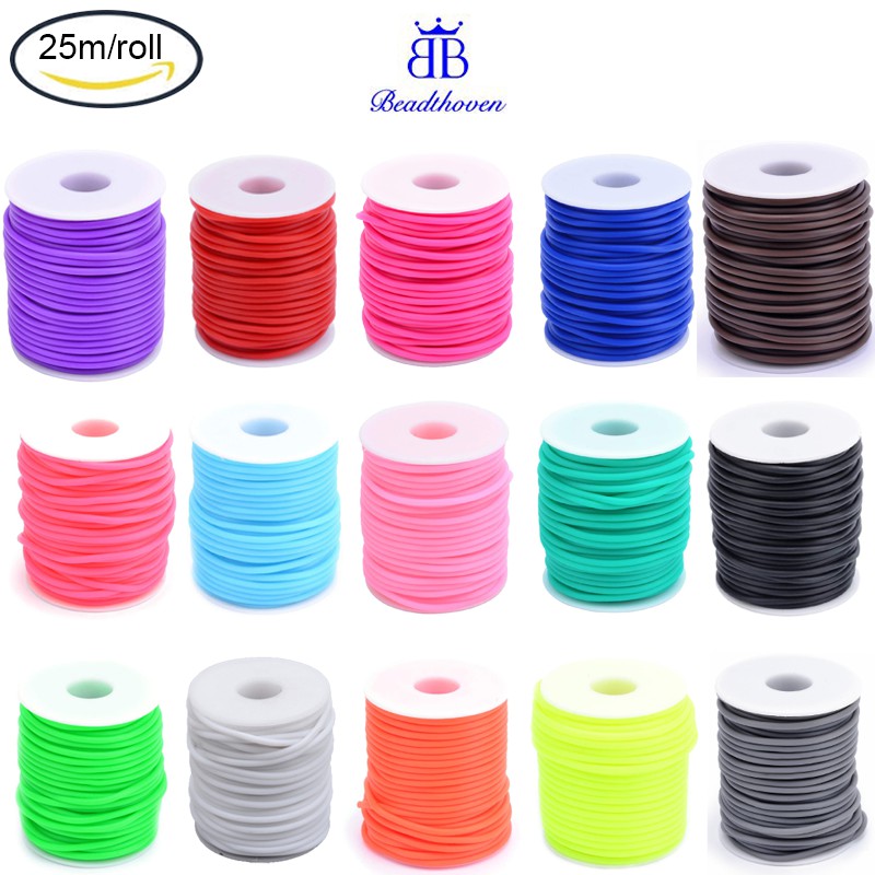 Ready Stock 1Roll 3mm Hole: 1.5mm Hollow Pipe PVC Tubular Synthetic Rubber Cord