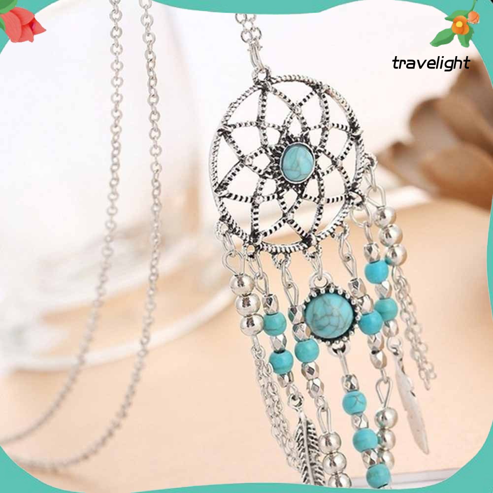 vòng cổ Mặt Hình Dreamcatcher Phối Lông Vũ Thời Trang Cho Nữ