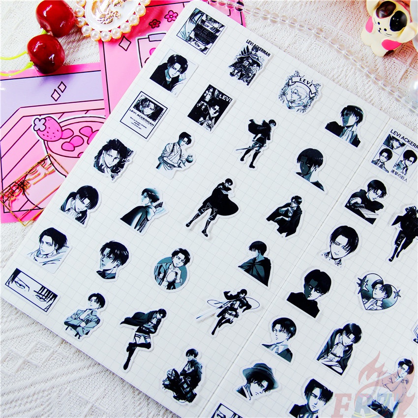 50 Miếng dán hình nhân vật Levi anime Attack On Titan 2-3cm thích hợp trang trí album nhật ký DIY Q-1