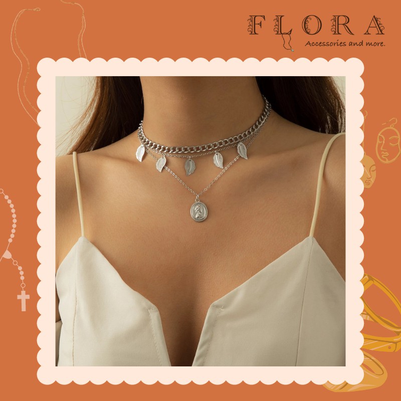 Vòng cổ 3 sợi phong cách Bohomian chiếc lá - Flora