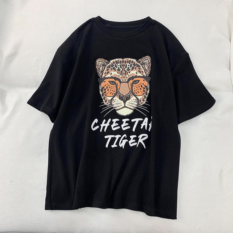 Aó phông nữ unisex tay lỡ dáng rộng dấu quần in hình 3D coton thoáng mát phong cách trẻ trung năng động