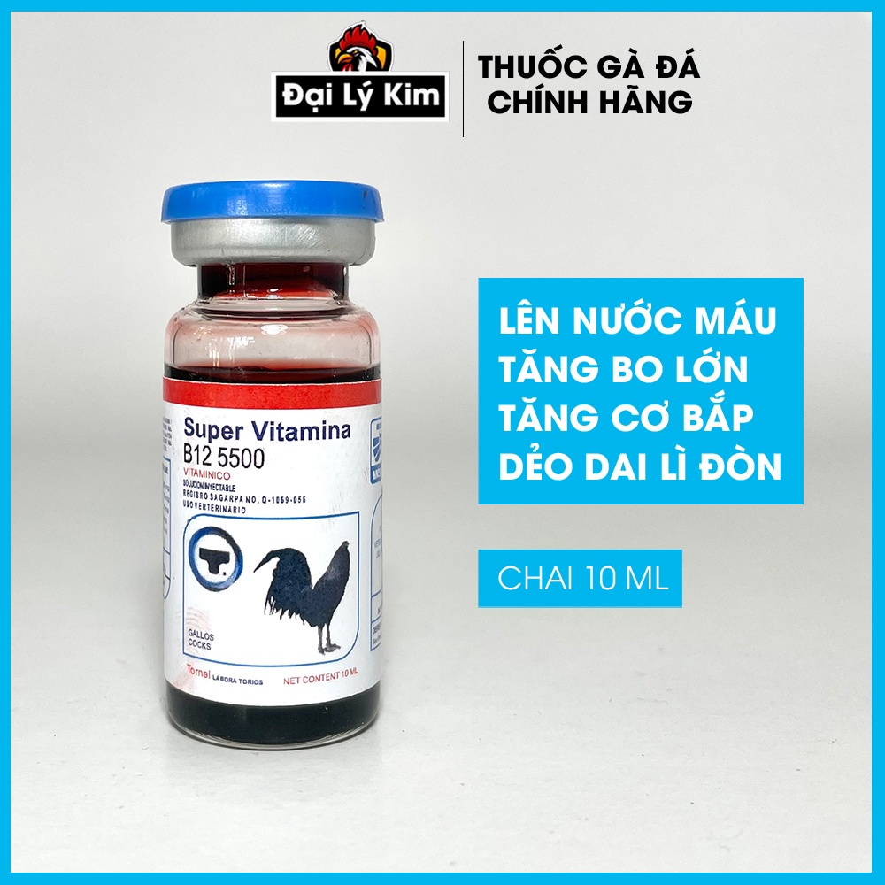 Dinh dưỡng nuôi gà đá tăng bo B12 5500, chai 10ml, nhập khẩu Mexico chính hãng
