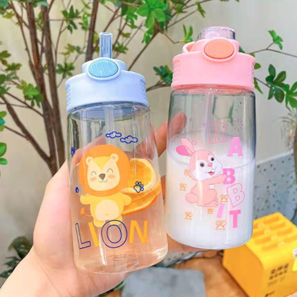 Bình Nước 450ML Chống Tràn Họa Tiết Hoạt Hình Dễ Thương Cho Bé