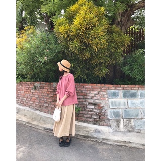 Áo hồng gỗ - chân váy linen premium by Xanh