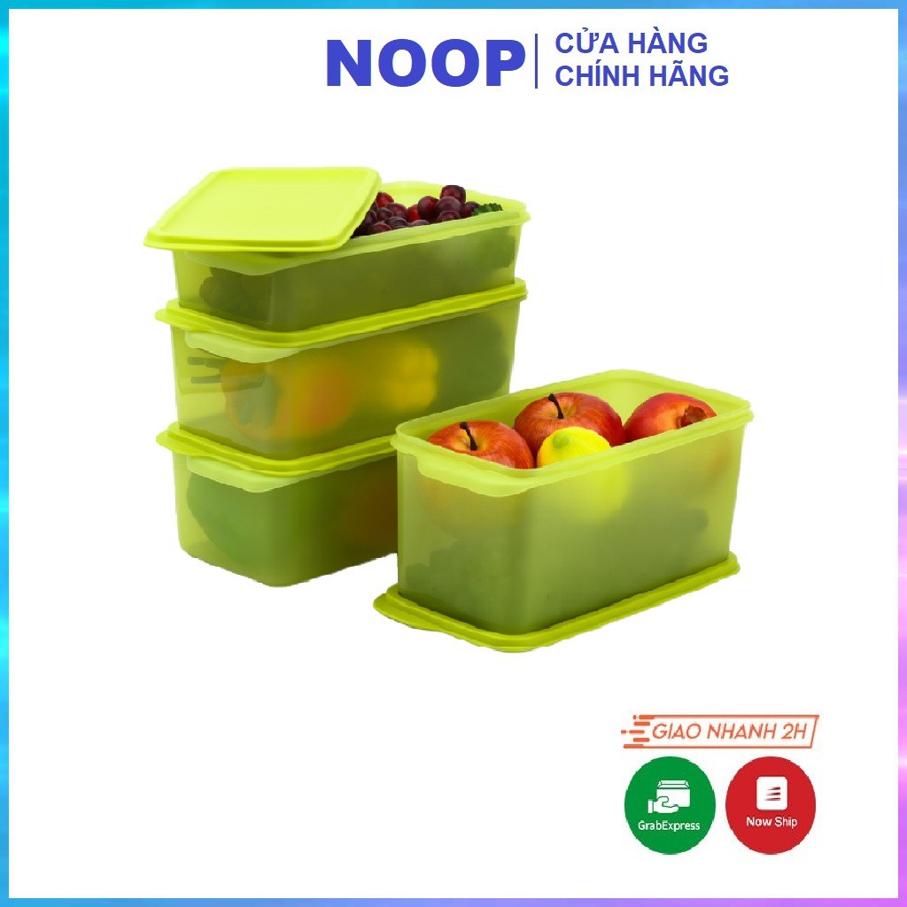 Bộ 4 Hộp Trữ Mát Tupperware Hộp Đựng Rau Ngăn Mát Chữ Nhật Màu Xanh Lá NOOP TU31