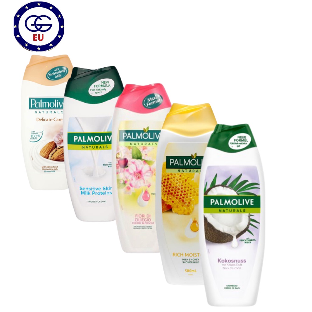 Sữa Tắm Palmolive cấp ẩm làm sáng, mịn da, chiết xuất thiên nhiên,  nội địa đức GGEU