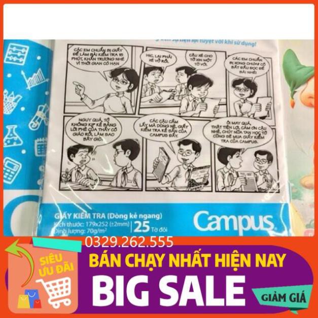 (FreeShip) Giấy kiểm tra kẻ ngang Campus 25 tờ đôi