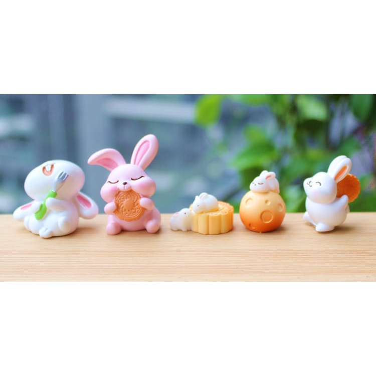 Mô Hình Thỏ Bánh Trung Thu Bằng Nhựa Resin Sáng Tạo Phong Cách Trung Quốc Truyền Thống Trung Quốc