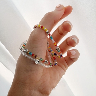 Vòng Tay Chuỗi Hạt Hình Mặt Cười Nhiều Màu Phong Cách Hàn Quốc