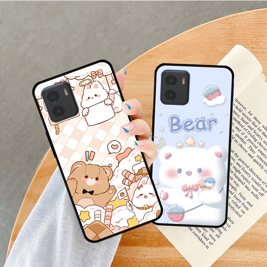 Ốp lưng Vivo Y15s - Vivo Y15a in hình caro gấu thỏ dễ thương