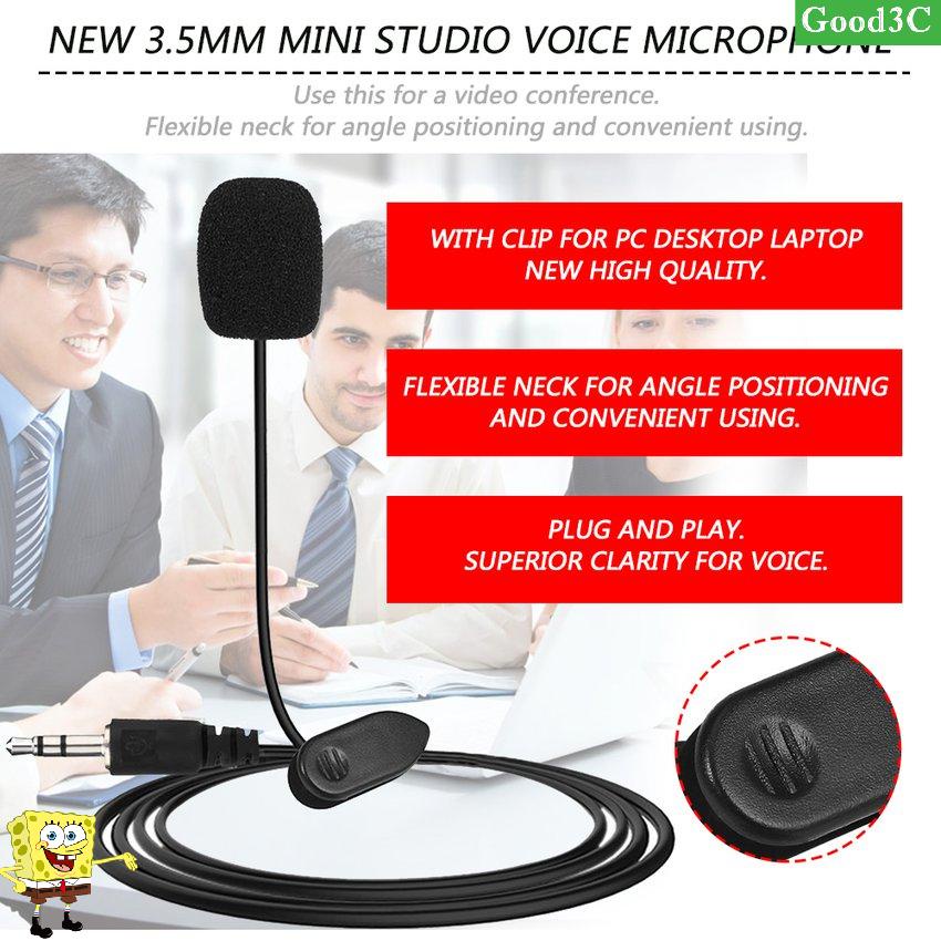 New 3.5mm Mini Studio Speech Mic Microphone W/ Clip For PC Desktop Notebook